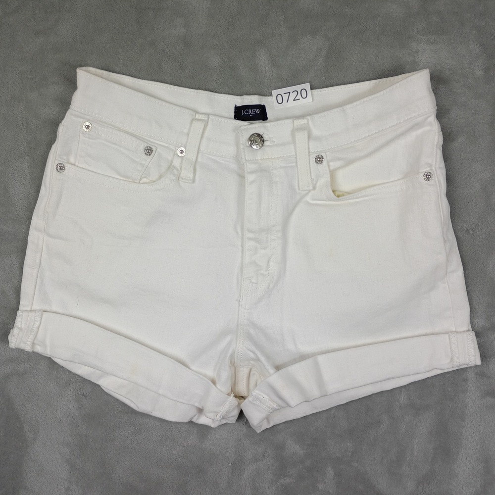 J.Crew Denim Shorts Womens 27 White Cuffed Hem Summer Festival Boho Cottage